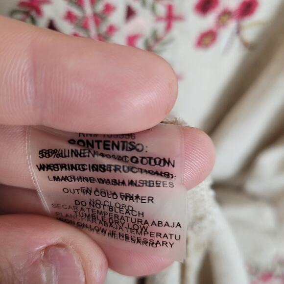 New Paparazzi tan floral embroidered linen sleeveless dress size M boho resort - Picture 6 of 8